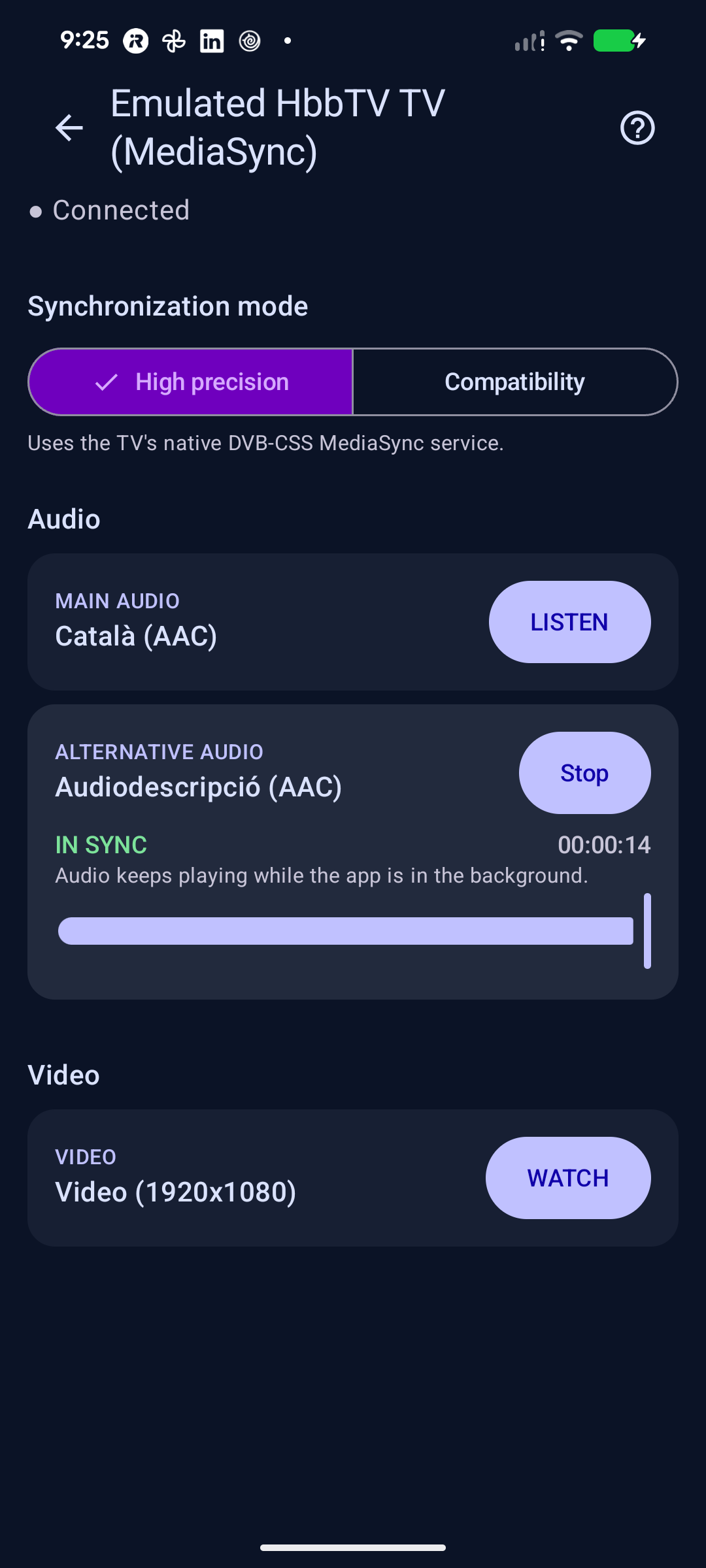 Synchronized alternative audio playing